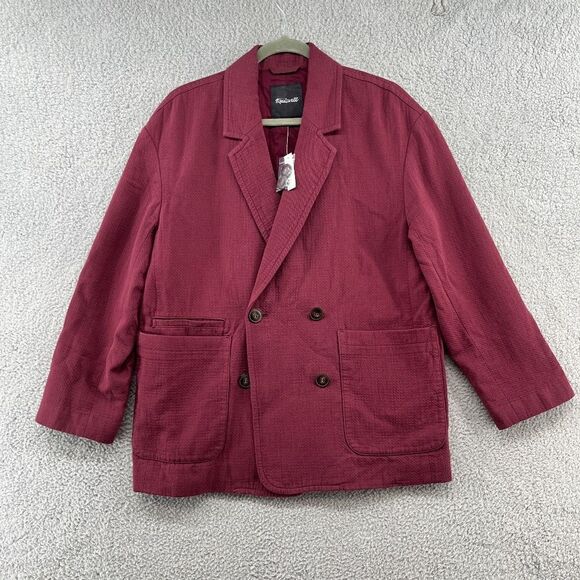 NWT MADEWELL Hayfield Double-Breasted Blazer in BERGUNDY Vintage Mulberry purple - Picture 3 of 15